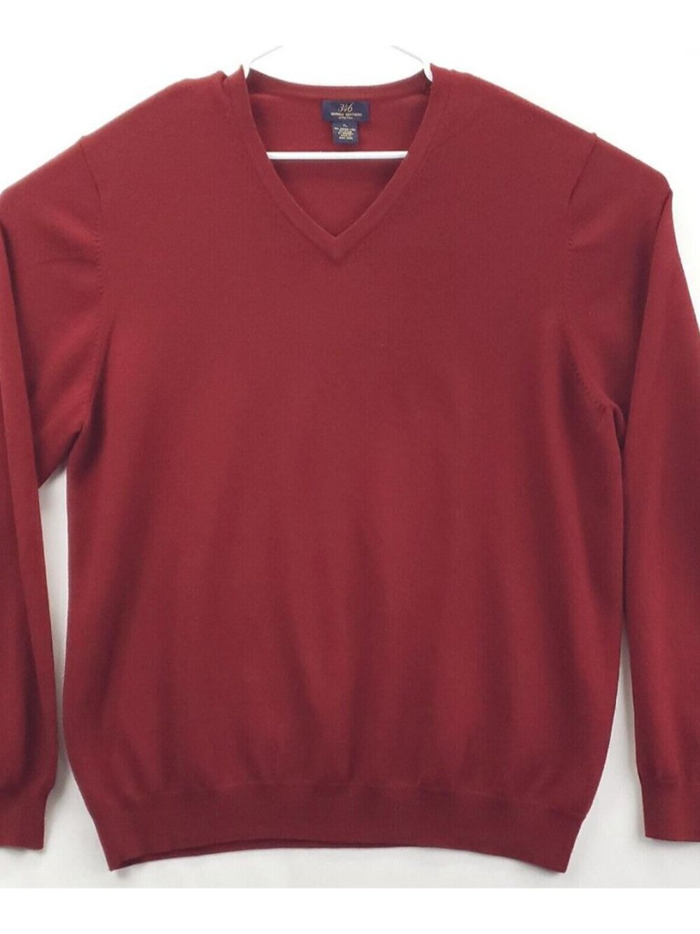 Vintage Brooks Brothers 346 Wool Sweater Mens XL Red Stretch Merino Wool V-Neck